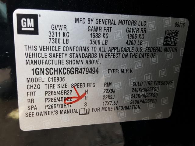 2016 CHEVROLET SUBURBAN C 1GNSCHKC6GR479494