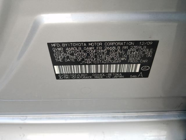 2010 LEXUS ES 350 JTHBK1EG1A2370649
