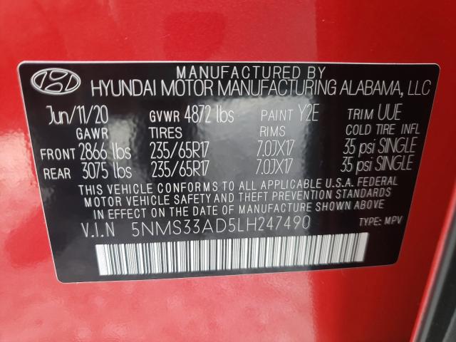 2020 HYUNDAI SANTA FE S 5NMS33AD5LH247490