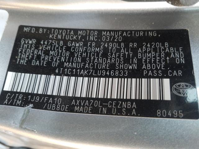 2020 TOYOTA CAMRY LE 4T1C11AK7LU946833