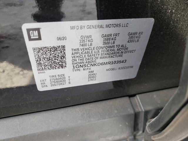 2021 CHEVROLET TAHOE C150 1GNSCNKD6MR103543