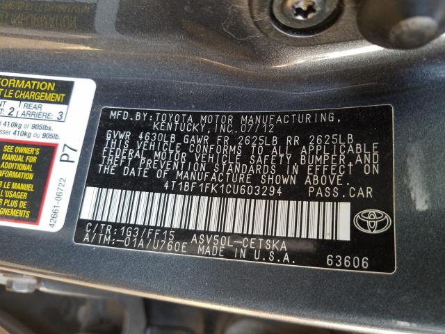 2012 TOYOTA CAMRY 4T1BF1FK1CU603294
