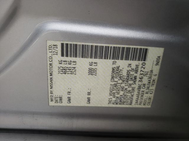 2019 NISSAN MAXIMA S 1N4AA6AV8KC363720