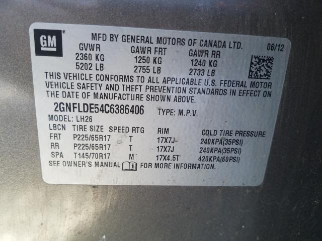 2012 CHEVROLET EQUINOX LT 2GNFLDE54C6386406