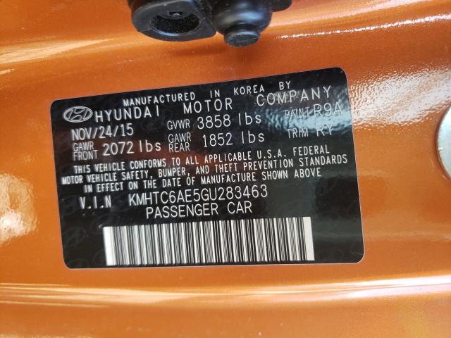 2016 HYUNDAI VELOSTER T KMHTC6AE5GU283463