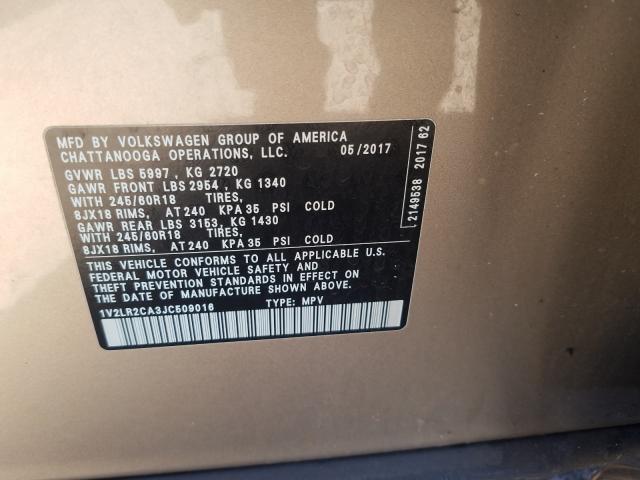2018 VOLKSWAGEN ATLAS SE 1V2LR2CA3JC509016