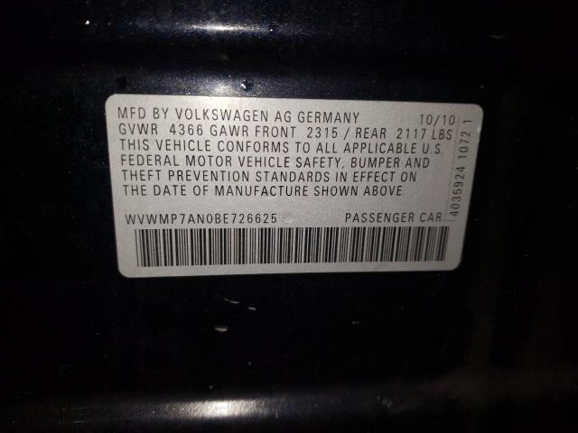 2011 VOLKSWAGEN CC SPORT WVWMP7AN0BE726625