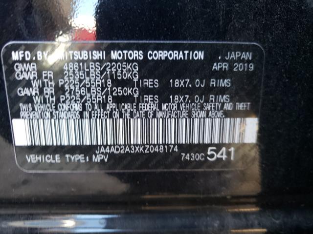 2019 MITSUBISHI OUTLANDER JA4AD2A3XKZ048174