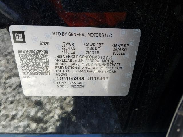 2020 CHEVROLET IMPALA PRE 1G1105S38LU115492