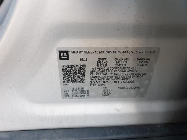2019 CHEVROLET TRAX 1LT 3GNCJPSB3KL163465