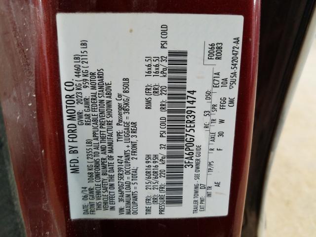 2014 FORD FUSION S 3FA6P0G75ER391474