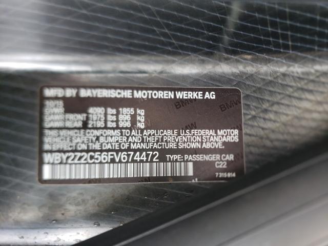 VIN WBY2Z2C56FV674472 2015 BMW I8 no.10