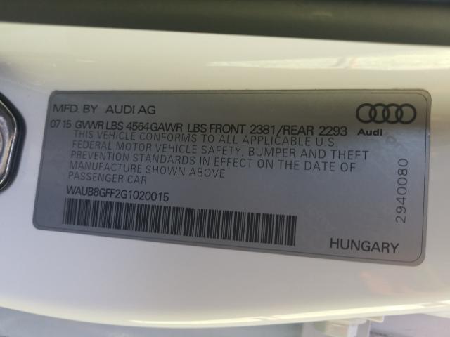 2016 AUDI A3 PREMIUM WAUB8GFF2G1020015