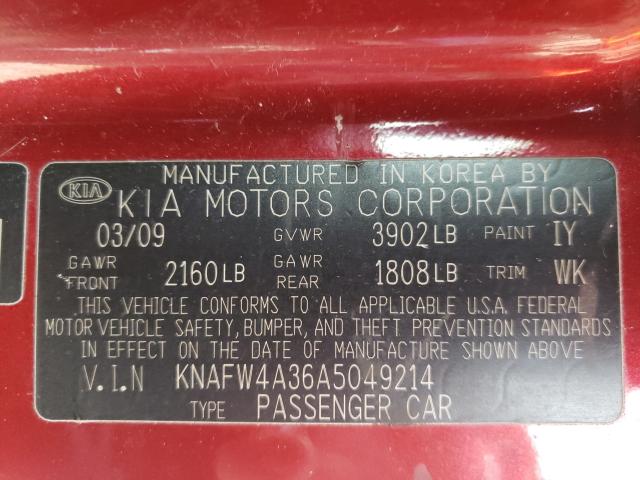2010 KIA FORTE SX KNAFW4A36A5049214