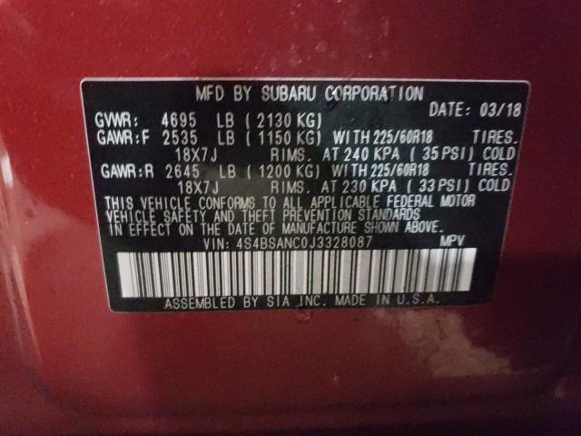 2018 SUBARU OUTBACK 2. 4S4BSANC0J3328087