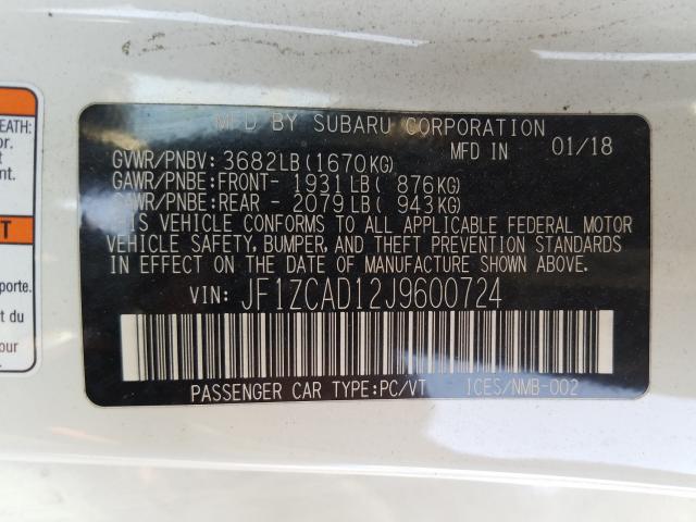 2018 SUBARU BRZ 2.0 TS JF1ZCAD12J9600724