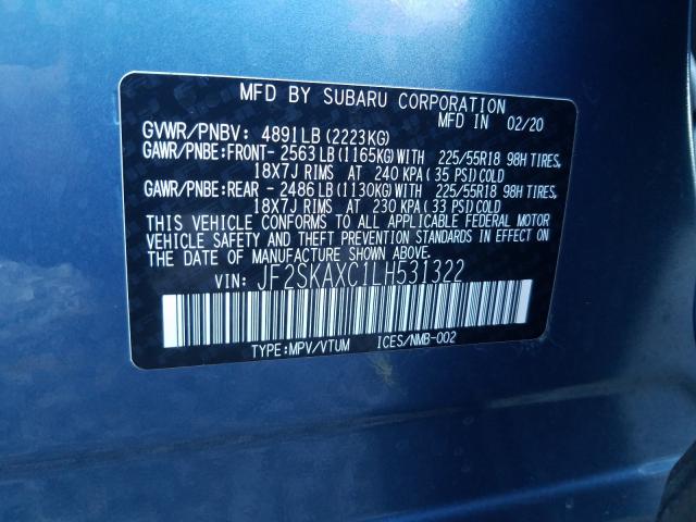 2020 SUBARU FORESTER T JF2SKAXC1LH531322