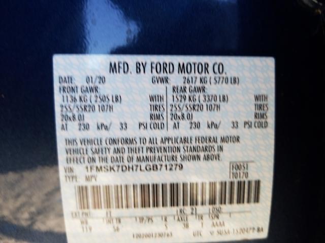 2020 FORD EXPLORER X 1FMSK7DH7LGB71279