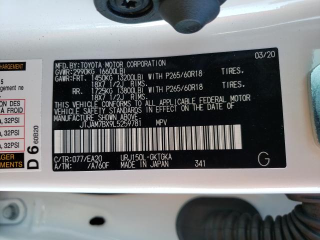 2020 LEXUS GX 460 PRE JTJAM7BX9L5259781