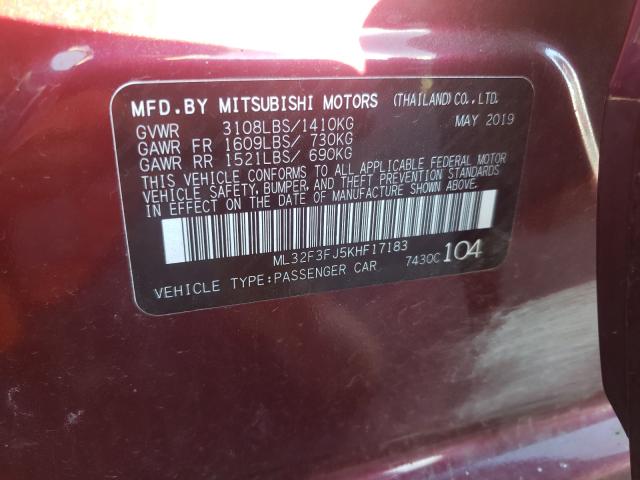 2019 MITSUBISHI MIRAGE G4 ML32F3FJ5KHF17183