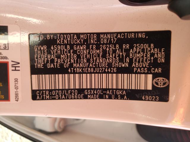 2018 TOYOTA AVALON XLE 4T1BK1EB8JU274426