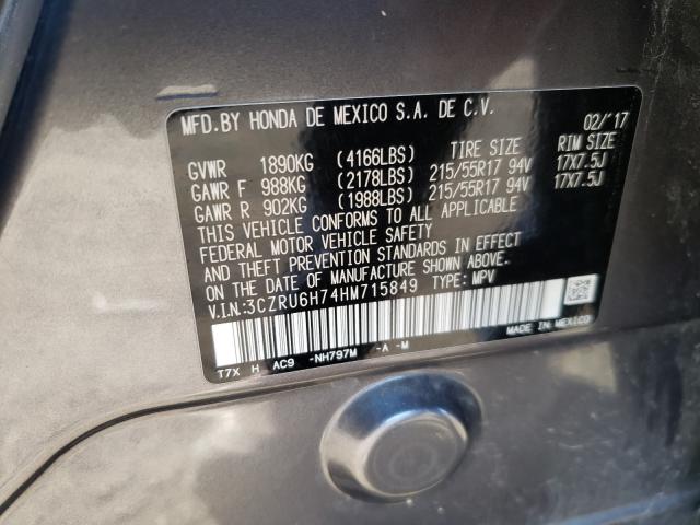 2017 HONDA HR-V EXL 3CZRU6H74HM715849