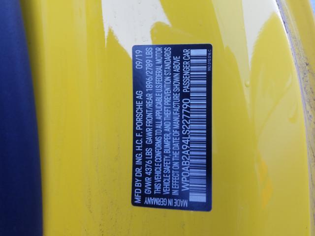 2020 PORSCHE 911 CARRER WP0AB2A94LS227790