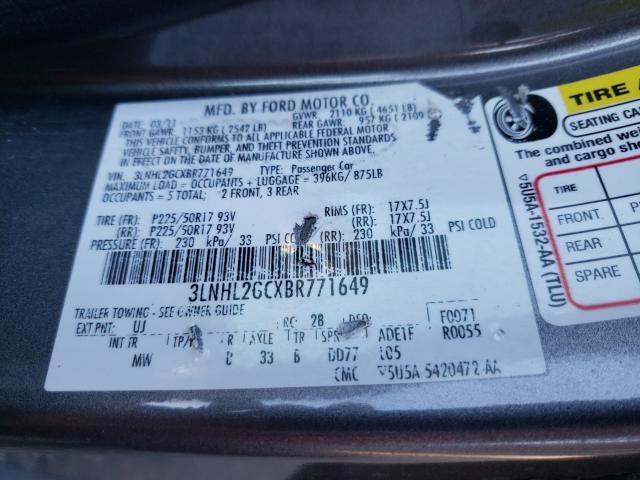 2011 LINCOLN MKZ 3LNHL2GCXBR771649