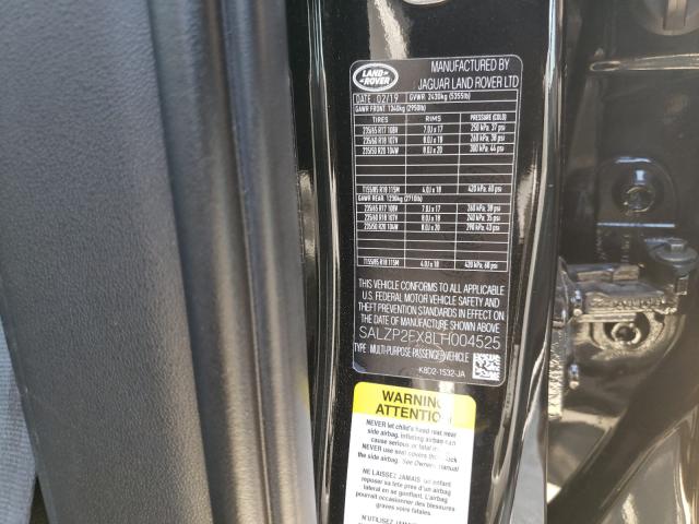2020 LAND ROVER RANGE ROVE SALZP2FX8LH004525