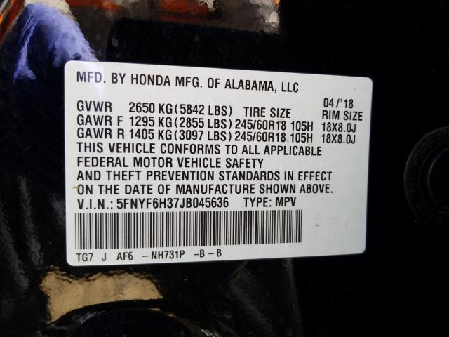 2018 HONDA PILOT EX 5FNYF6H37JB045636