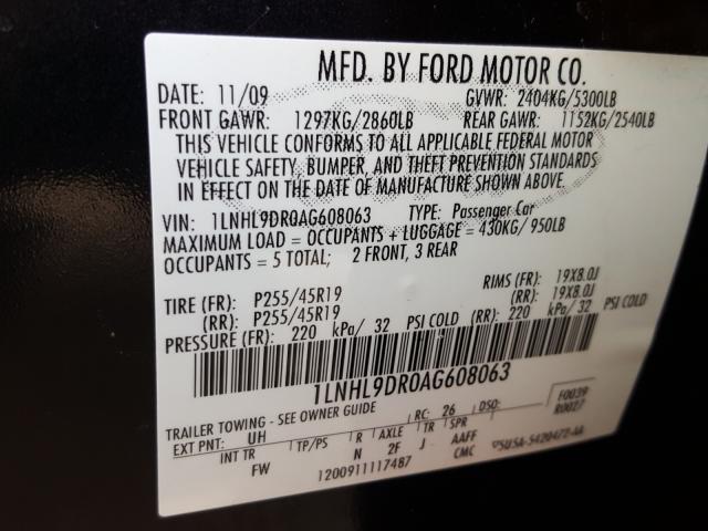 2010 LINCOLN MKS 1LNHL9DR0AG608063