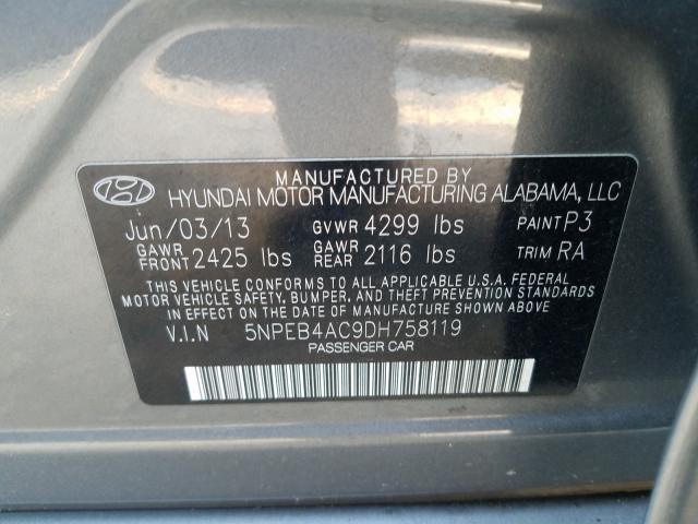 2013 HYUNDAI SONATA GL 5NPEB4AC9DH758119
