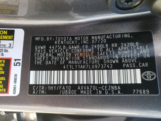 2020 TOYOTA CAMRY LE 4T1L11AK7LU973742