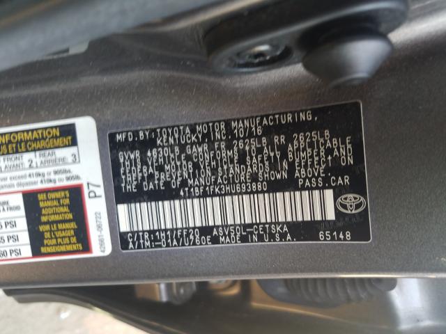 2017 TOYOTA CAMRY LE 4T1BF1FK3HU693880