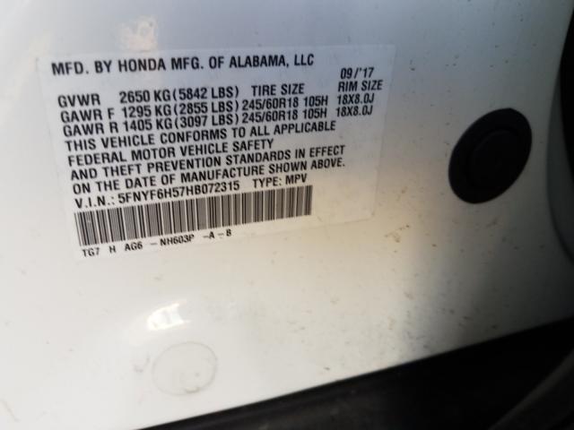 2017 HONDA PILOT EXL 5FNYF6H57HB072315