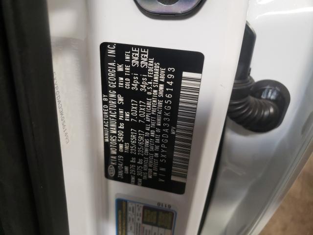 2019 KIA SORENTO L 5XYPGDA33KG561493