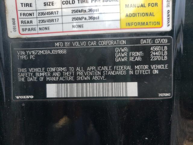 2010 VOLVO C70 T5 YV1672MC8AJ091868