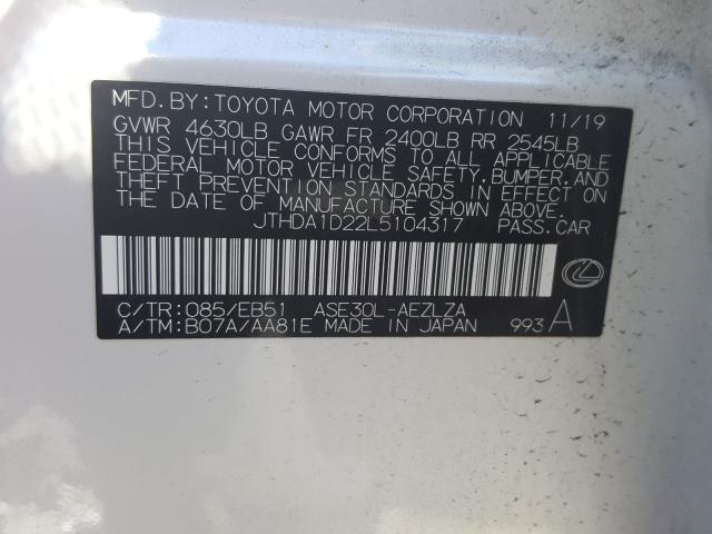2020 LEXUS IS 300 PRE JTHDA1D22L5104317