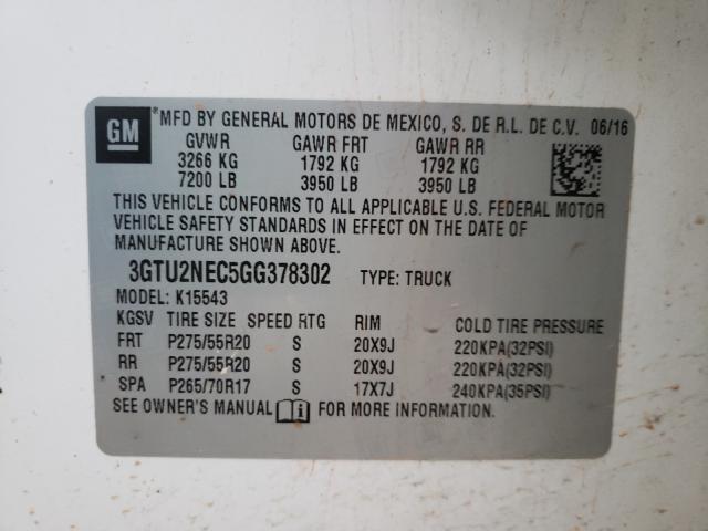 2016 GMC SIERRA K15 3GTU2NEC5GG378302