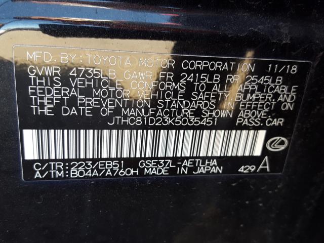 2019 LEXUS IS 300 JTHC81D23K5035451