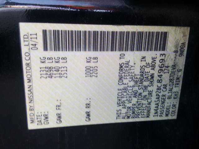 2011 NISSAN MAXIMA S 1N4AA5AP2BC849693