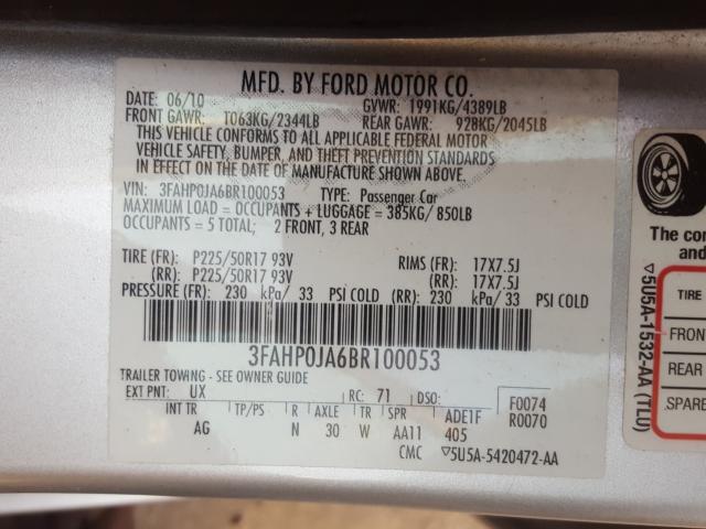 2011 FORD FUSION SEL 3FAHP0JA6BR100053