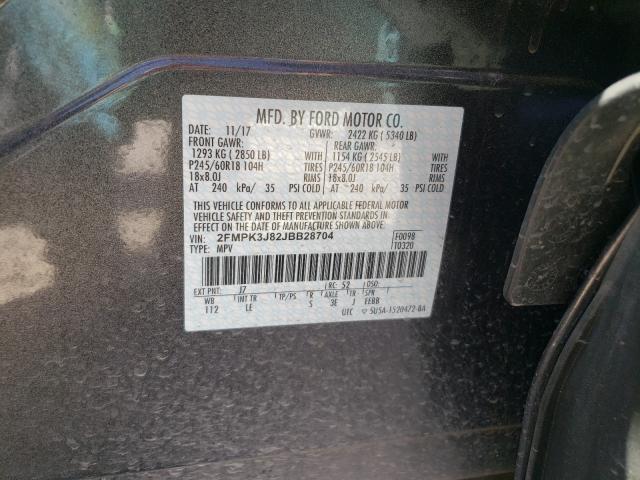 2018 FORD EDGE SEL 2FMPK3J82JBB28704