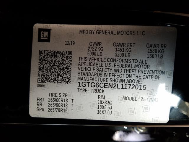 2020 GMC CANYON SLE 1GTG6CEN2L1172015