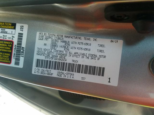 2019 TOYOTA TUNDRA DOU 5TFUY5F16KX842634