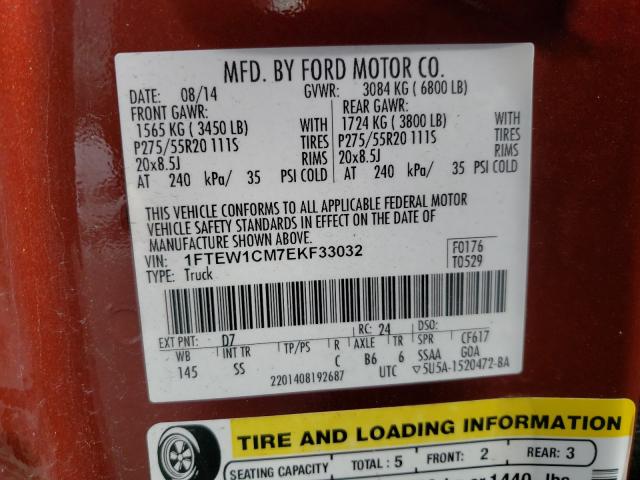 2014 FORD F150 SUPER 1FTEW1CM7EKF33032