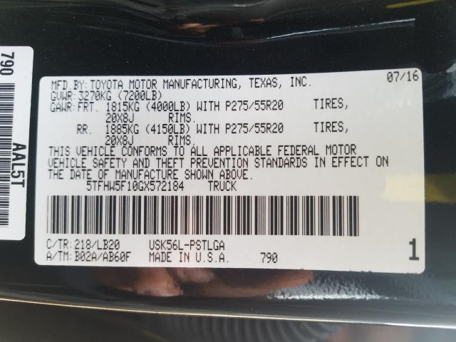 2016 TOYOTA TUNDRA CRE 5TFHW5F10GX572184