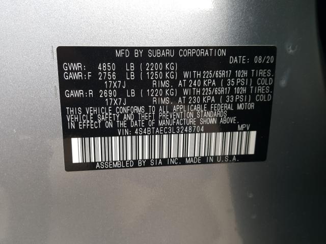 2020 SUBARU OUTBACK PR 4S4BTAEC3L3248704