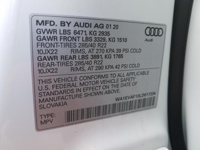 2020 AUDI Q8 PREMIUM WA1EVAF13LD017234