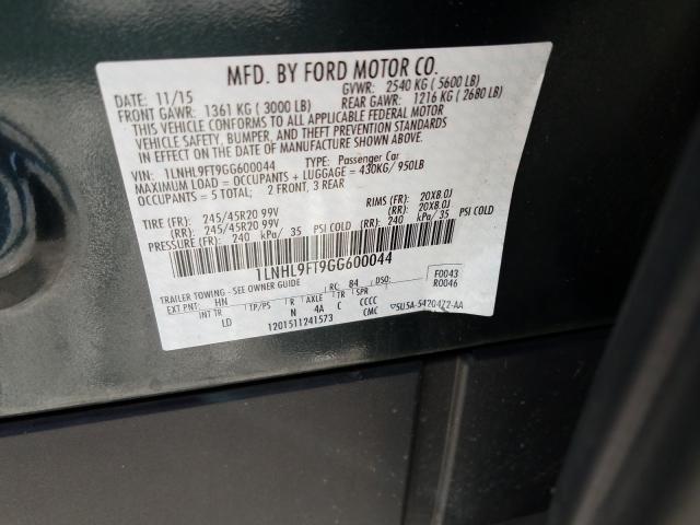 2016 LINCOLN MKS 1LNHL9FT9GG600044